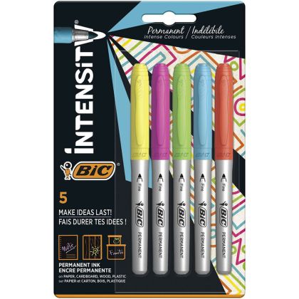 Комплект перманентни маркери BIC Intensity 5 цвята, Наситен