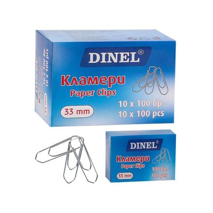 Кламери Dinel 33 mm, 100 бр.,  триъгълни