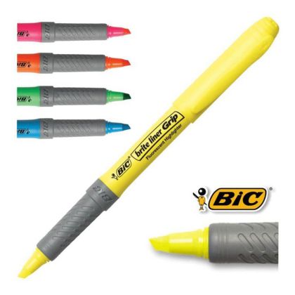 Текстмаркер Bic Marking Grip, скосен, Жълт