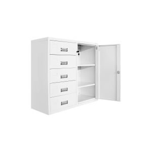Кардекс RFG, метален, 1 x 5 чекмеджета, с шкаф, 90 х 40 х 90 cm, бял