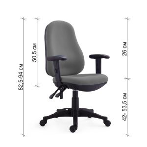 Офис стол RFG Norton, текстил, Ergon 2l механизъм, до 120 kg, сив