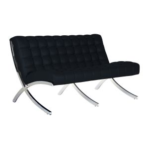 Диван RFG Murano Chrome, двуместен, екокожа, 1350 х 870 х 760 mm, черен