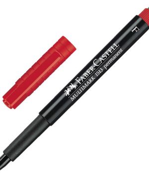 Перманентен тънкописец Faber-Castell OHP F Черв.