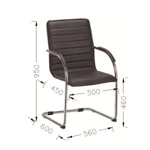 Посетителски стол RFG Sky M, екокожа, метална основа, до 120 kg, черен
