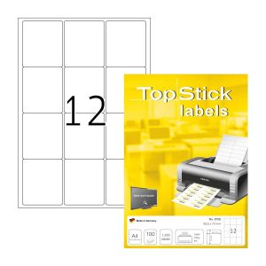 Top Stick Самозалепващи се етикети, A4, 63.5 х 72 mm, 12 броя, 100 листа