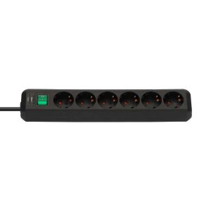 Разклонител Brennenstuhl Eco-Line, 6 гнезда, 1.5 m кабел, черен