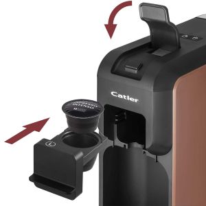 Кафе машина Catler ES701, за капсули Dolce Gusto, Nespresso, Caffissimo, 1350 W, налягане на помпата 15 бара, кафява