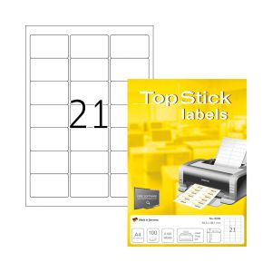 Top Stick Самозалепващи се етикети, A4, 63.5 х 38.1 mm, 21 броя, 100 листа