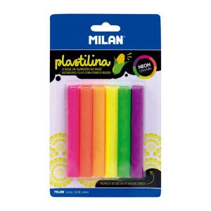 Milan Пластилин, 6 неонови цвята, 70 g