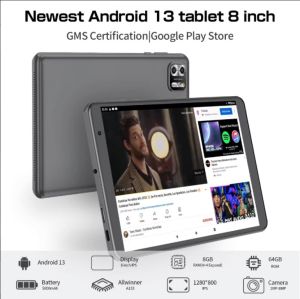 Таблет Pritom B8, 8'', Octa Core, 5G, 64 GB, 8 GB RAM, Android, 13, IPS, A523 Octa Core, предна камера 2 MP, сив