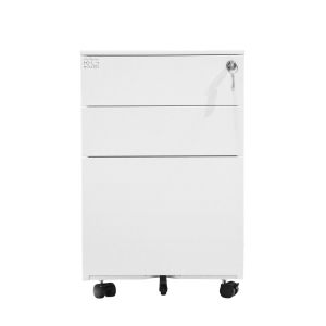 Контейнер RFG, метален, с три чекмеджета и ключ, 390 х 520 х 600 mm, бял