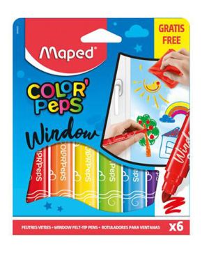 Флумастери Maped за стъкло 6цв.