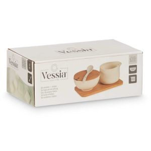 Купи за захар и мляко Vessia, с бамбуков капак, 2 броя
