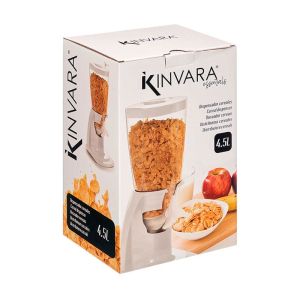 Диспенсър за зърнени храни Kinvara, пластмасов, 4.5 L, бял
