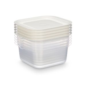 Кутия за храна Leknes, квадратна, пластмасова, 1000 ml, 5 броя