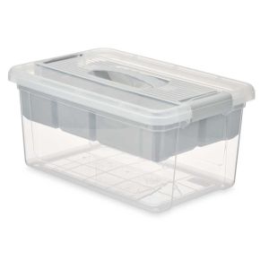 Кутия с капак и органайзер Kipit, 9 L, сив