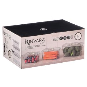 Органайзер за хладилник Kinvara, с дръжки, бял, 3 броя