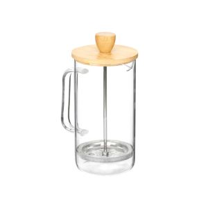 Кана с преса Vivalto, боросиликатно стъкло, с бамбуков капак, 600 ml