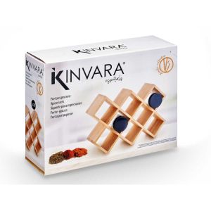 Поставка за подправки Kinvara, бамбук, за 10 бурканчета
