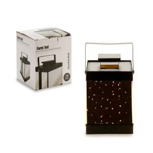 Фенер Giftdecor, 10 LED диода, метален, малък, черен
