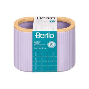Поставка за четки за зъби Berilo, с двойни ивици, бамбук, лилава