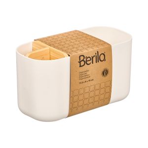 Органайзер Berilo, 5 отделения, пластмаса и бамбук, бял