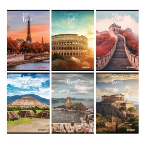 Тетрадка Street, А4, квадратчета,54л, Travel To