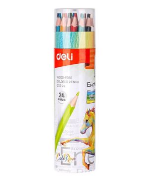 Моливи цветни Deli Enovation C112-24 цвята в пластмасов тубус