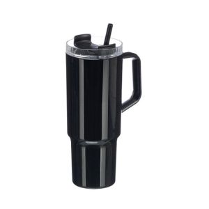 Чашa Kinvara, с дръжка и сламка, 1200 ml, черна