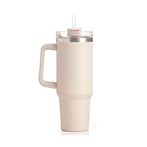 Термочаша Kinvara, с дръжка и сламка, 1200 ml, крем