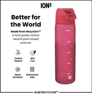 Бутилка за вода Ion8 SC, рециклирана пластмаса, 500ml, МАГЕНТА