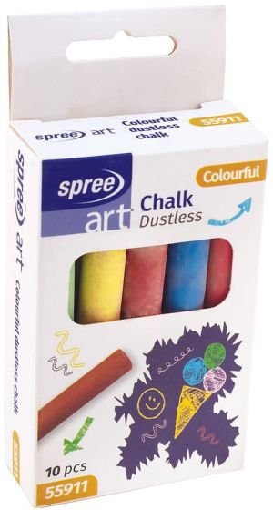 Тебешир Spree безпрашен, цветен, 10бр