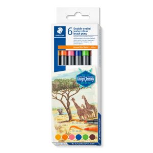 Акварелни  флумастри Staedtler DJ, двувърхи, 6 цвята, AFRICA