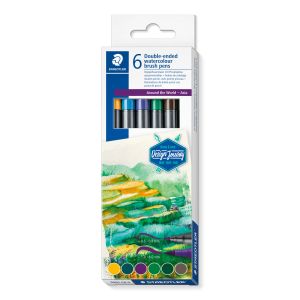 Акварелни  флумастри Staedtler DJ, двувърхи, 6 цвята, ASIA