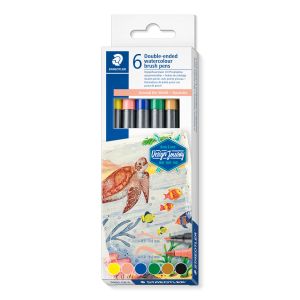 Акварелни флумастри Staedtler DJ, двувърхи, 6 цвята, AUSTRALIA