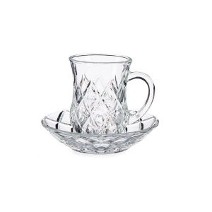 Чаша Vivalto с чинийка, стъклена, 125 ml, 4 броя