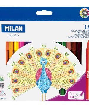 Флумастери Milan с тънък връх, 18 цвята