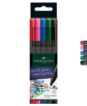 Тънкописци Faber-Castell 0.4mm, 5 базови цвята
