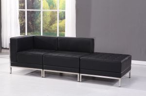 Табуретка RFG Neo, квадратна, екокожа, 700 х 700 х 450 mm, черен
