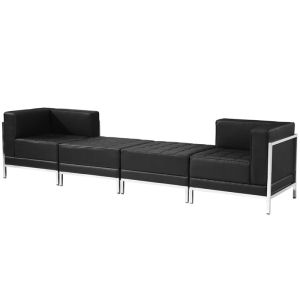 Табуретка RFG Neo, квадратна, екокожа, 700 х 700 х 450 mm, черен