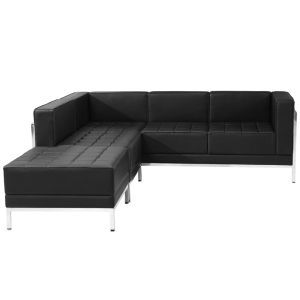 Табуретка RFG Neo, квадратна, екокожа, 700 х 700 х 450 mm, черен