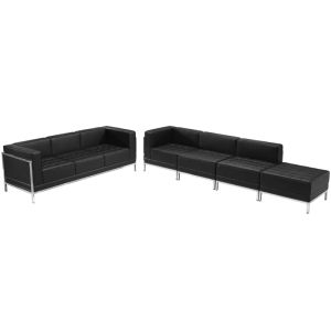 Табуретка RFG Neo, квадратна, екокожа, 700 х 700 х 450 mm, черен