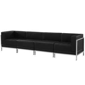 Табуретка RFG Neo, квадратна, екокожа, 700 х 700 х 450 mm, черен