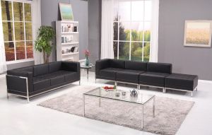 Табуретка RFG Neo, квадратна, екокожа, 700 х 700 х 450 mm, черен