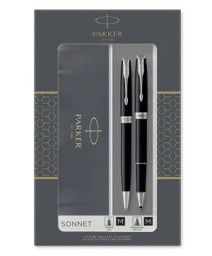 Химикалка и ролер Parker Ryal Sonnet Black Lacquer CT