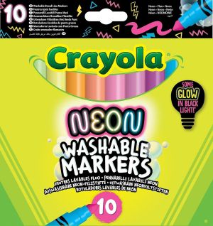 Маркери Crayola Neon измиваеми, 10 цвята