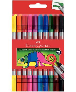 Флумастери Faber-Castell двойни, 10 цвята