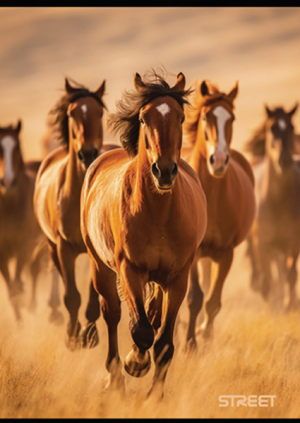 Тетрадка с телчета А4, 60 листа, широки редове, БГ, Horses