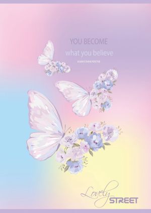 Тетрадка с телчета А5, 60 листа, широки редове, БГ, Butterfly