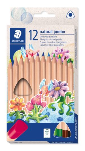 Цветни моливи Noris Natural Jumbo, 12 цвята